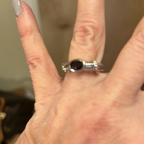 Estate Sterling silve or Judith Ripka natural Iolite cable band ring size 6 3/4 - Picture 8 of 8